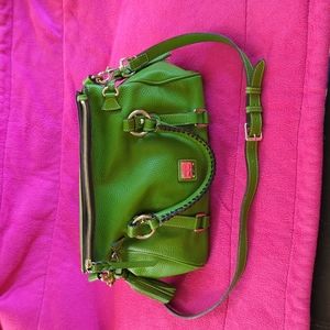 Green D&B leather satchel